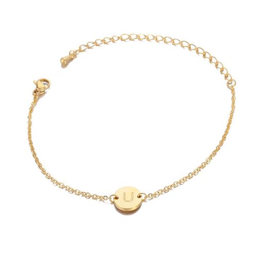 Bracelet À Lettres En Acier Inoxydable Pour Femmes Et Hommes, Gourmette À Breloques De L'alphabet À La Mode, Chaîne Ajustable, Empilable, Bijoux De Couple, Cadeau