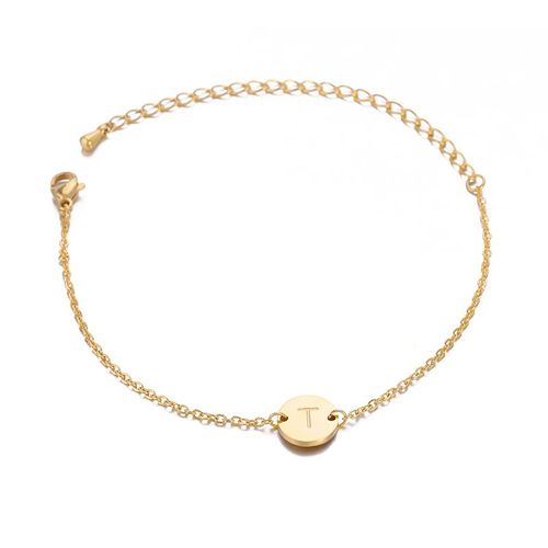 Bracelet À Lettres En Acier Inoxydable Pour Femmes Et Hommes, Gourmette À Breloques De L'alphabet À La Mode, Chaîne Ajustable, Empilable, Bijoux De Couple, Cadeau
