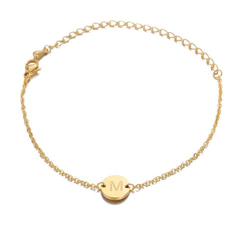 Bracelet À Lettres En Acier Inoxydable Pour Femmes Et Hommes, Gourmette À Breloques De L'alphabet À La Mode, Chaîne Ajustable, Empilable, Bijoux De Couple, Cadeau