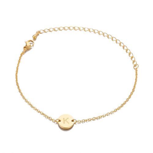 Bracelet À Lettres En Acier Inoxydable Pour Femmes Et Hommes, Gourmette À Breloques De L'alphabet À La Mode, Chaîne Ajustable, Empilable, Bijoux De Couple, Cadeau