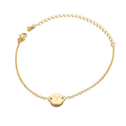 Bracelet À Lettres En Acier Inoxydable Pour Femmes Et Hommes, Gourmette À Breloques De L'alphabet À La Mode, Chaîne Ajustable, Empilable, Bijoux De Couple, Cadeau
