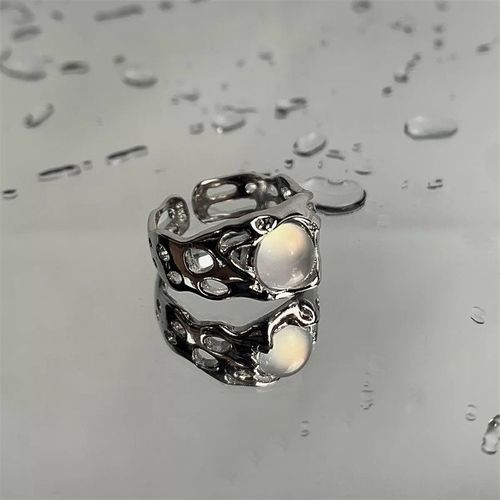 Bagues En Cristal Blanc Opale Irrégulières Pour Femmes, Zircon Étoile Ajouré Ouvert, Vintage Géométrique Esthétique Créatif Bijoux De Doigt
