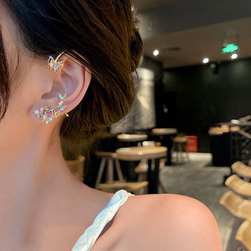 Boucles D'oreilles Clip Papillon En Argent Plaqué Pour Femme, Clips D'oreille Sans Piercing, Manchette D'oreille En Zircone, Bijoux À La Mode, Rotterdam, Kling, Contre-Indiqué, 2022