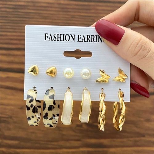 Ensemble De Boucles D'oreilles Vintage Pour Femmes, Couleur Or, Papillon, Perle, Cercle, Pendentif Acrylique, Tendance, Bijoux, 2022