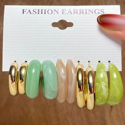 Ensemble De Boucles D'oreilles Vintage Pour Femmes, Couleur Or, Papillon, Perle, Cercle, Pendentif Acrylique, Tendance, Bijoux, 2022