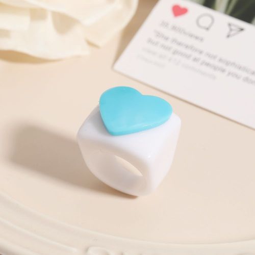 Bague De Personnalité Rétro Pour Femmes Et Hommes, Bijoux Mignons Et Amusants En Forme De C¿Ur Avec Gouttes D'huile En Métal, Formes Géométriques Colorées, Nouvelle Collection 2021