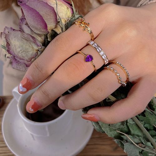 Ensemble D'anneaux De Croix De Document En Or Pour Femmes, Matiques En Pierre Verte, Bague De Doigt, Bijoux Féminins, Mode Gothique, Nouveau, 2021