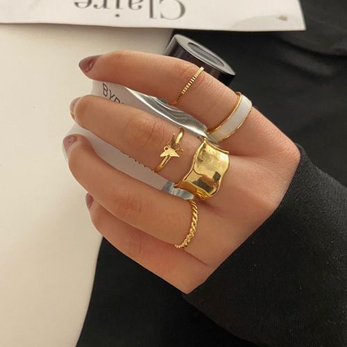 Ensemble D'anneaux De Croix De Document En Or Pour Femmes, Matiques En Pierre Verte, Bague De Doigt, Bijoux Féminins, Mode Gothique, Nouveau, 2021