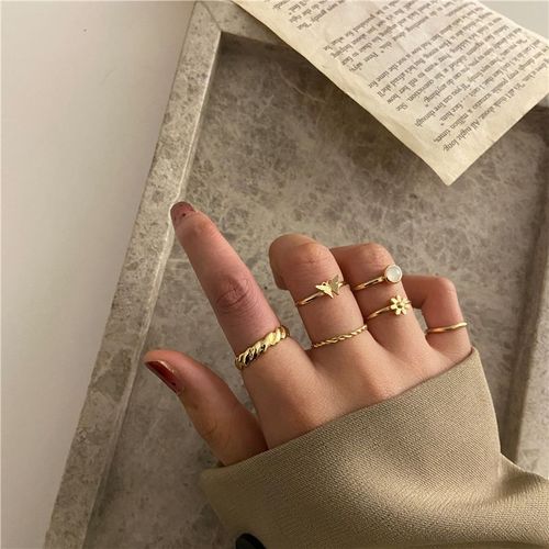 Ensemble D'anneaux De Croix De Document En Or Pour Femmes, Matiques En Pierre Verte, Bague De Doigt, Bijoux Féminins, Mode Gothique, Nouveau, 2021