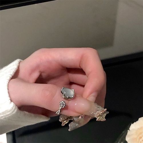 Bague Ouverte En Pierre Naturelle, Opale Blanche, Irrégulière, Cristal Kpop Y2k, Ajouré, Esthétique, Pour Femmes, Bijoux De Doigt