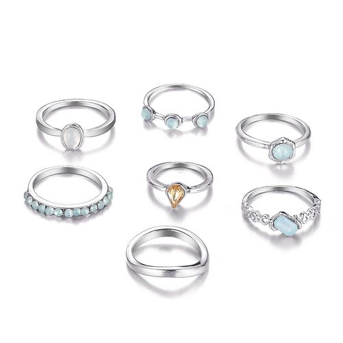 Ensemble De Matiques De Fleur Esthétique Vintage Pour Femmes, Bague De Fête En Cristal Noir, Bijoux De Mariage Au Doigt, Mode Salle, 2021, 11 Pièces Par Ensemble