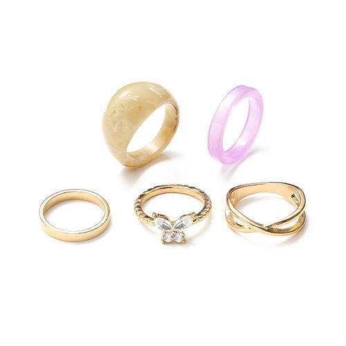 Ensemble De Matiques De Fleur Esthétique Vintage Pour Femmes, Bague De Fête En Cristal Noir, Bijoux De Mariage Au Doigt, Mode Salle, 2021, 11 Pièces Par Ensemble