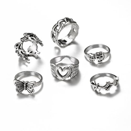 Ensemble De Matiques De Fleur Esthétique Vintage Pour Femmes, Bague De Fête En Cristal Noir, Bijoux De Mariage Au Doigt, Mode Salle, 2021, 11 Pièces Par Ensemble