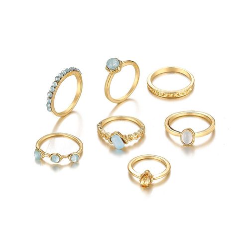 Ensemble De Matiques De Fleur Esthétique Vintage Pour Femmes, Bague De Fête En Cristal Noir, Bijoux De Mariage Au Doigt, Mode Salle, 2021, 11 Pièces Par Ensemble