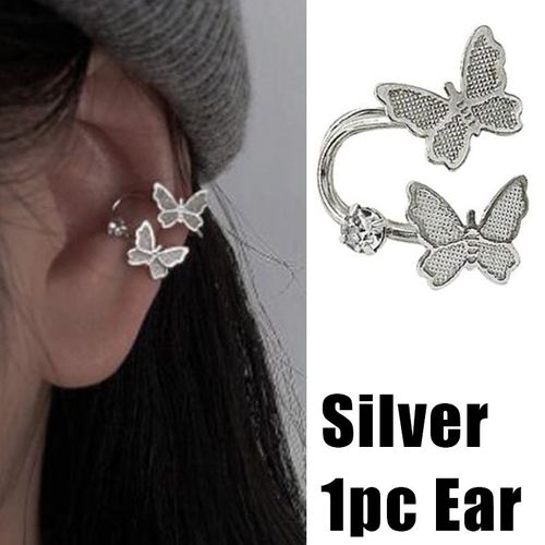 Boucles D'oreilles Papillon Vintage Couleur Or Argent Pour Femmes, Clip D'oreille En Métal Sans Piercing, Bijoux Cadeaux
