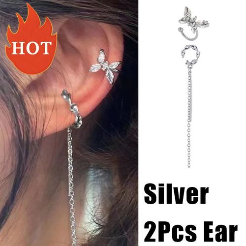 Boucles D'oreilles Papillon Vintage Couleur Or Argent Pour Femmes, Clip D'oreille En Métal Sans Piercing, Bijoux Cadeaux