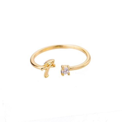 Bague En Acier Inoxydable Et Zircon Doré Pour Femmes, Bijou Simple, Rétro, À La Mode, Meilleur Cadeau Pour Amis, Couple, Alphabet Anglais