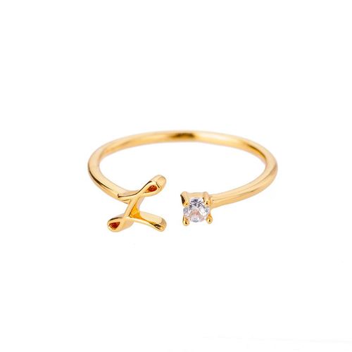 Bague En Acier Inoxydable Et Zircon Doré Pour Femmes, Bijou Simple, Rétro, À La Mode, Meilleur Cadeau Pour Amis, Couple, Alphabet Anglais