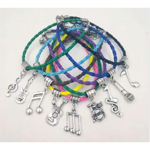 Bracelet En Ulen Cuir Multicolore, Breloque À Thème Musical, Note De Musique, Microphone, Tambour, Jetreble, Alef, Nouveau, Expédition Rapide, 20 Pièces