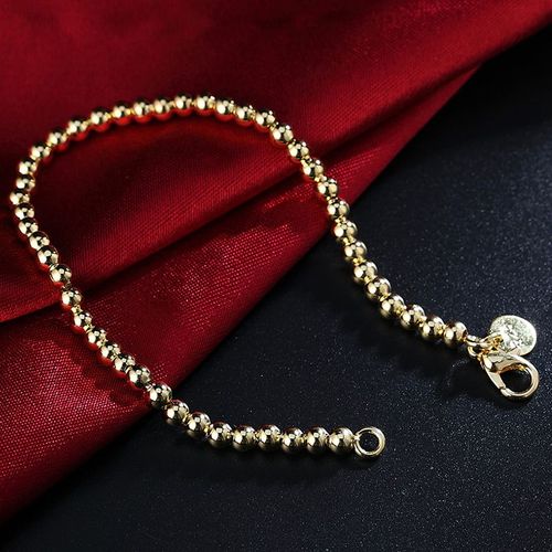 Doteffil-Bracelet Creux En Argent Regardé 925 Pour Femme, Perle Lisse En Or Rose, Bijoux Fantaisie Pour Mariage Et Fête De Fiançailles, 4mm