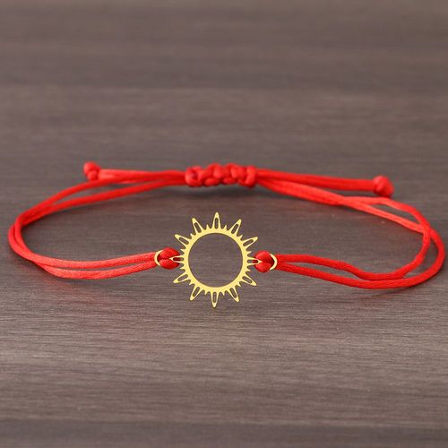 Bracelets Porte-Bonheur Tressés À La Main En Acier Inoxydable Pour Femme, Fleur De Soleil, Ulnoire Et Rouge, Accessoires De Mode, Cadeau De Bijoux