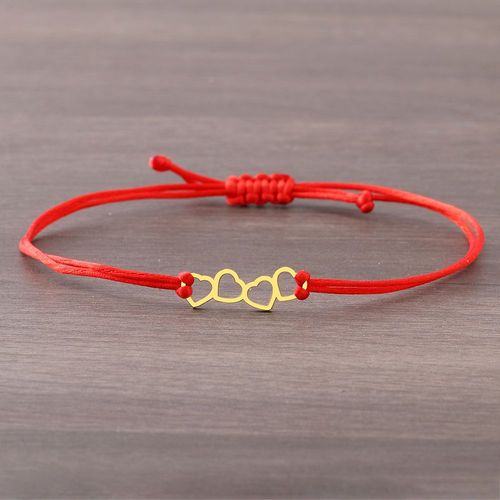 Bracelets Porte-Bonheur En Acier Inoxydable Pour Femme, Bijoux Tressés À La Main, Ulnoire Et Rouge, C¿Ur Creux Doux, Mode
