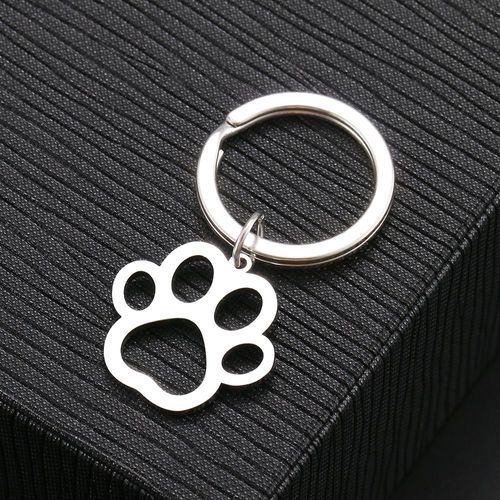 Porte-Clés Patte De Chien De Dessin Animé En Acier Inoxydable Pour Hommes Et Femmes, Document Argenté, Continent De La Mode, Clés De Voiture, Pendentif Bijoux, Cadeaux, Nouveau