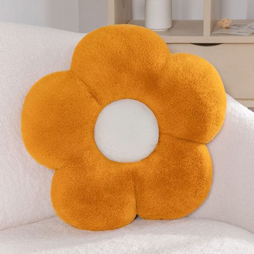 Coussin De Fleurs En Pétales, Oreiller De Maison, Marguerite, Décoration De Maison Simple, Poupée Marionnette Marron Et Blanc - 50 Cm X 42 Cm