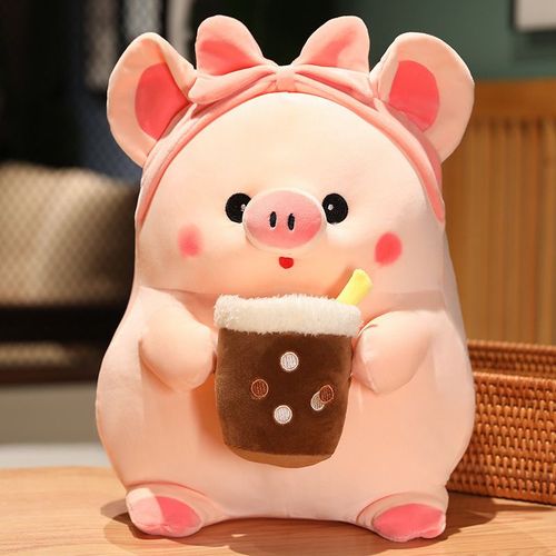 Cochon Au Thé Au Lait Mignon Petit Cochon Rose Poupée Poupée De Chiffon Mignon Cochon Poupée Oreiller Coussin Cadeau Cochon Au Thé Au Lait - 30 Cm (0,25