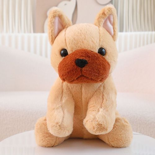 Poupée Chiot Assis Bouledogue Français En Peluche Ornements Poupée De Chiffon Poupée Pour Enfants Jaune Brun - 42 X 25 X 30 Cm - 0,5 Kg
