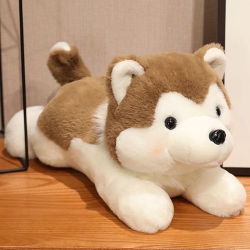 Peluche Husky Mignonne, Poupée Chiot, Compagnon De Sommeil Pour Enfants, Poupée Marionnette Husky Brun - 50 Cm (0,45 Kg)
