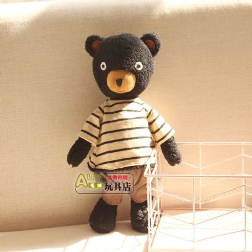 Peluche Ours En Sucre Prince Lapin Poupée T-Shirt Rayé Chemise À Carreaux Couple Ours Poupée Poupée Ours Noir Rayé - 80 Cm