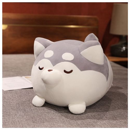 Peluche Husky Paresseux, Oreiller, Grosse Poupée Husky, Jouet Pour Chien, Coussin, Chiot Doux Husky Paresseux Gris Clair - 50 Cm - 0,9 Kg