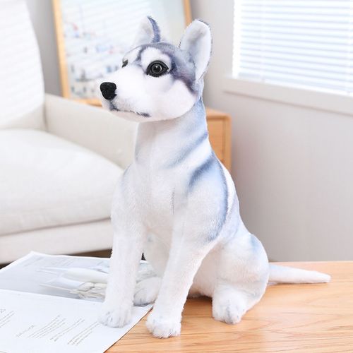 Peluche Chien Husky Mignon, Poupée Chiot, Poupée Ragdoll, Cadeau Pour Enfants Husky Assis (Portée) -44 Cm (0,28 Kg)
