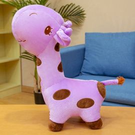 Poupée Girafe En Peluche De Taille Dessin Animé, Marionnette, Décoration De Chambre D'enfant, Cadeau D'anniversaire Violet-1,3 M (Avec Cadre En Acier)
