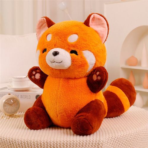Poupée De Raton Laveur Rouge De Dessin Animé, Jouet En Peluche, Poupée Ours Brun, Poupée Réconfortante Pour Enfants, Panda Raton Laveur Assis - 45 Cm (0,9 Kg)