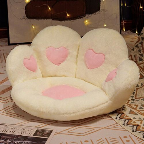 Coussin De Siège En Fourrure De Lapin Filée Douce Et Confortable, Coussin De Sol En Forme De Griffe De Chat, Coussin De Chaise Doux Et Doux Pour La Peau, Délicat Et Doux Blanc-40*60cm