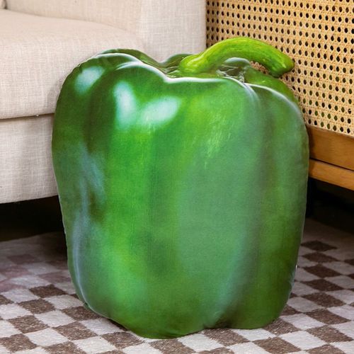 Oreiller imprimé végétal, chou chinois, carotte, peluche, oreiller long coupant les jambes Poivron vert 42*34cm/0,45kgs