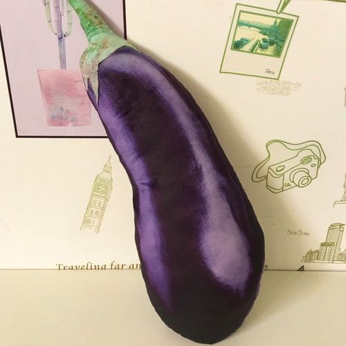 Oreiller imprimé végétal, chou chinois, carotte, peluche, oreiller long coupant les jambes Aubergine 78*27cm/0,5kgs