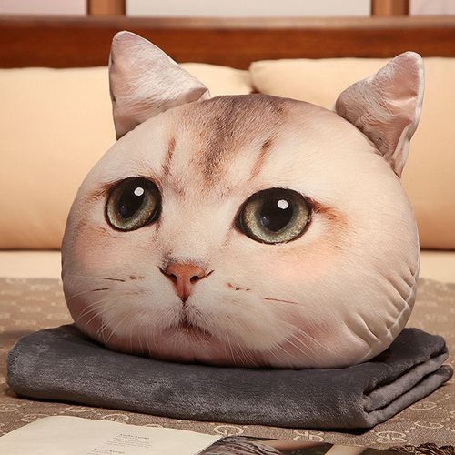 Coussin imprimé tête de chat Shiba Inu, coussin deux en un pour chat, couverture, coussin pour tête de chien, achat Petit oreiller dégradé bleu et or 30 x 25 cm 0,25 kg