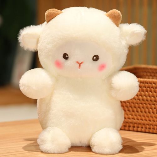 Petit mouton en peluche, mignon pull, poupée mouton, poupée de dessin animé, marionnette, oreiller de couchage, cadeau pour fille et enfant Mouton nu - 23 cm (0,15
