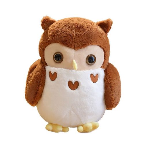 Dessin animé couple hibou poupée mignon hibou en peluche jouet machine à gratter poupée cadeau Couple de hiboux bruns - 40 cm - 0,5 kg