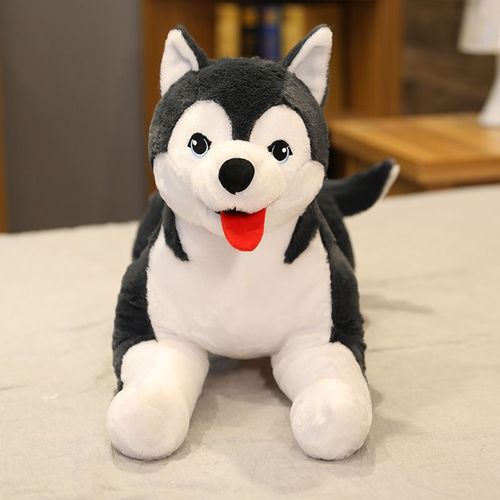 Poupée Husky Chiot Mignon Poupée De Chiffon Animal De Compagnie Erha Peluche Jouet Pour Enfants Lit Oreiller De Couchage Husky-70cm*0,55kg