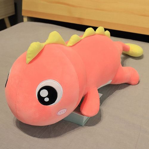 Oreiller Dinosaure Aux Grands Yeux, Jolie Poupée De Chiffon Dinosaure, Cadeau De Fête Des Enfants Pour Petite Amie Rose Rouge Queue Jaune - 80 Cm 0,6 Kg
