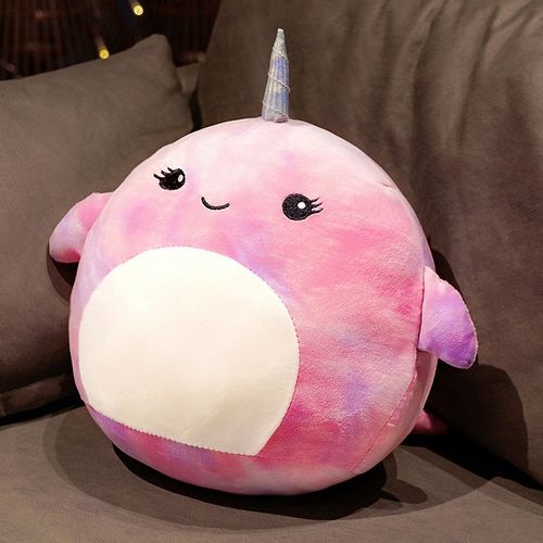 Poupée baleine licorne narval colorée, oreiller baleine, message principal d'exportation, peut être sous vide Sourire violet - 25 cm 0,17 kg