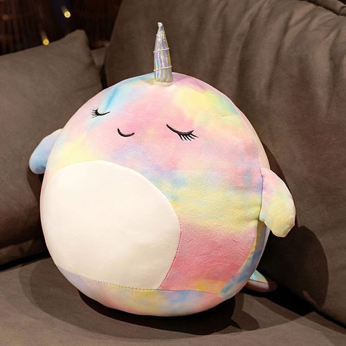 Poupée baleine licorne narval colorée, oreiller baleine, message principal d'exportation, peut être sous vide Couleur yeux fermés - 25 cm 0,17 kg