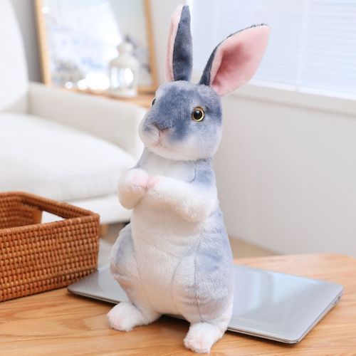 Poupée Lapin, Accessoires De Photographie, Pose Debout, Jouet En Peluche Mignon Lapin Gris Assis - Grande Taille Hauteur Assise 30 Cm 0,18 Kg
