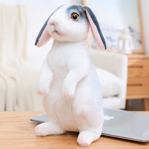 Poupée Mascotte De L'année Du Lapin, Peluche Lapin Aux Oreilles Tombantes, Petite Poupée Lapin Blanc, Poupée De Réunion Annuelle Lapin Gris À Oreilles Tombantes Assis - Grande Taille Hauteur Assise 30 Cm 0,18 Kg