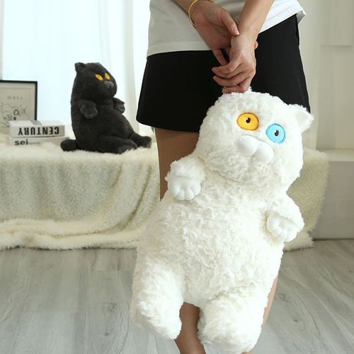 Poupée en peluche de la série Popova regardant le lapin chat bleu gros nez chien cochon rose poupée cadeau Chat blanc - 40 cm