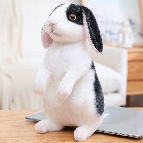 Poupée Mascotte De L'année Du Lapin, Peluche Lapin Aux Oreilles Tombantes, Petite Poupée Lapin Blanc, Poupée De Réunion Annuelle Lapin Noir À Oreilles Tombantes Assis - Grande Taille Hauteur Assise 30 Cm 0,18 Kg
